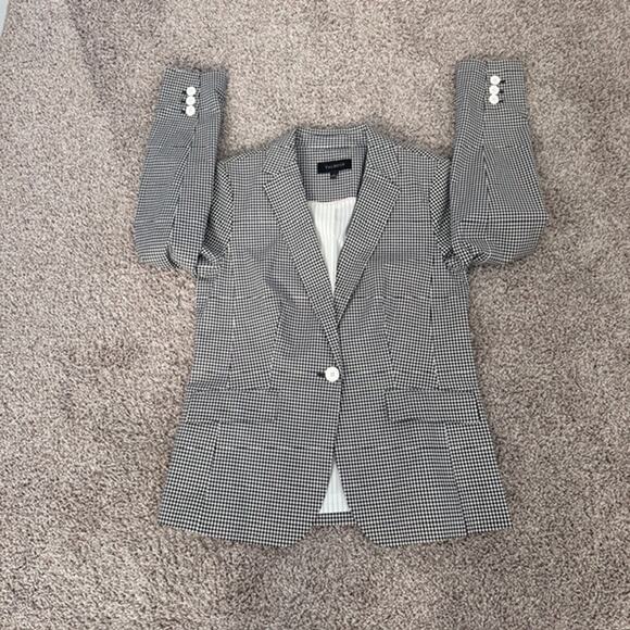 Talbots Gingham Single Button Blazer Black/White Pockets Vent Lined Women's 6 - Picture 12 of 13